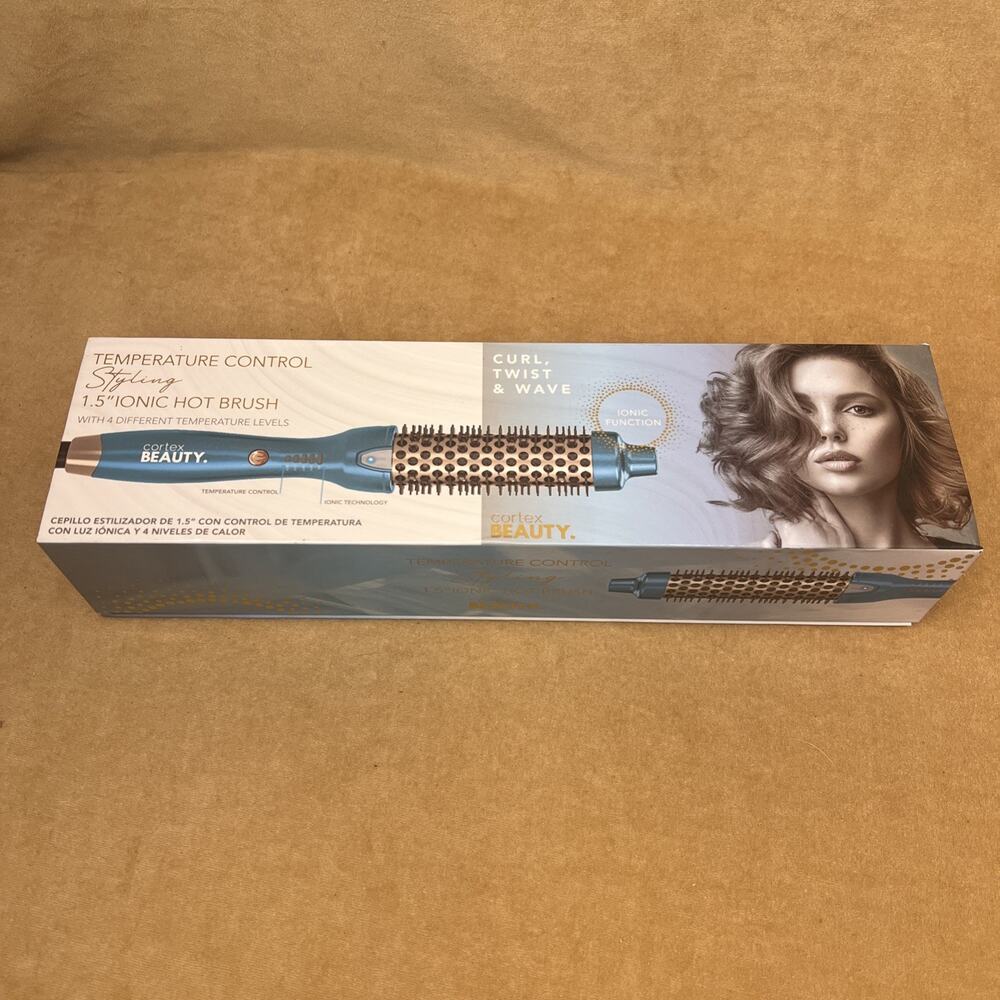 NIB Cortex Beauty Womens Temperature Control Hot Styling 1.5" Ionic‎ Brush Blue